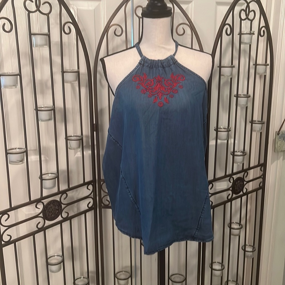 Denim halter top